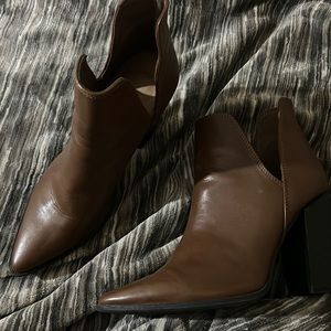 Brown leather booties